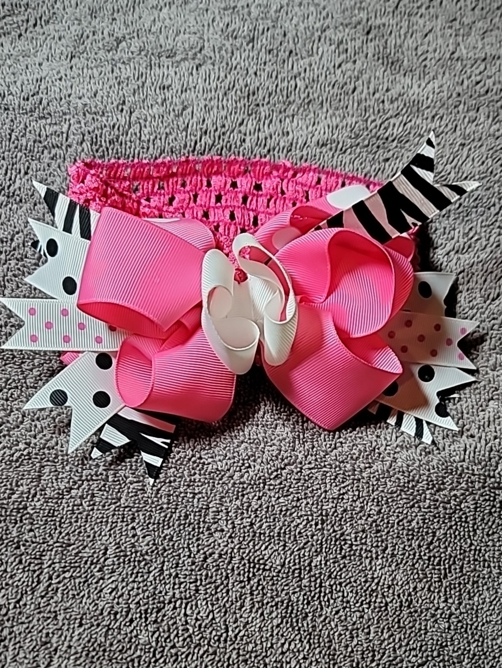 Pink & White Girls' Layered Bow Headband - Baby Hair Accessory